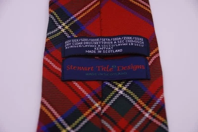Галстук шелковый тартан Stewart Title Designs красный клетчатый Шотландия ширина 3,2 дюйма ~58 дюймов - Изображение 1 из 4