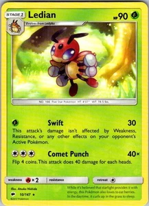 Pokemon | SM - Sombras Ardientes | Ledian | 10/147 | Normal | Casi Nuevo - Imagen 1 de 2