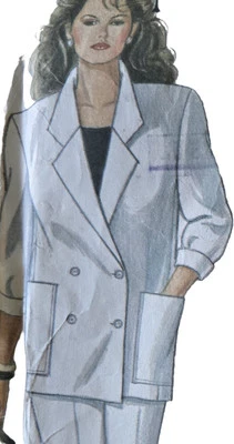 1980s Oversize Double Breasted Blazer Longline New Look 6092 Sewing Pattern - Image 1 of 3