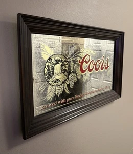 Vintage Coors Bar Spiegel Schild gerahmt "Rocky Mountain Spring Water" 28x18 Mancave - Bild 1 von 15