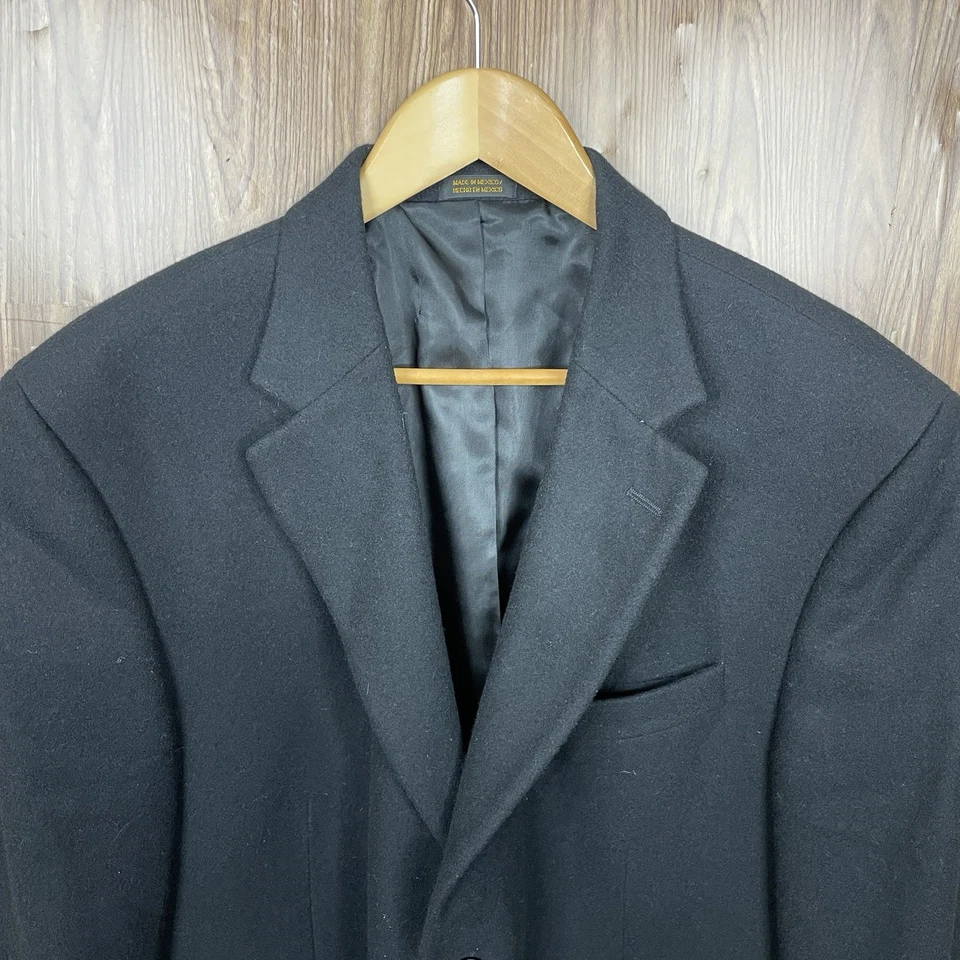 Abrigo deportivo Stafford para hombre 44S negro liso suave lana pelo camello dos botones Foto 1 de 4