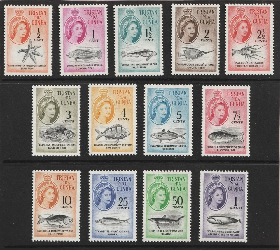1961 Tristan Da Cunha Sc# 42-54, QEII, Marine Life, Fish. MH Cv$69.50 - Image 1 of 1
