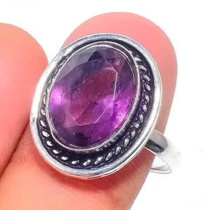Purple Amethyst Gemstone 925 Sterling Silver Jewelry All Size Ring For Gift - Picture 1 of 1