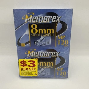 Paquete de 2 cintas de casete de videocámara Memorex 8 mm MP120 en blanco NUEVO SELLADO - Imagen 1 de 3