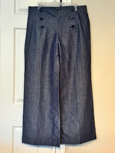 Express Design Studio Six Button Linen Cotton Blend Pants Trousers EUC Size 12 - Picture 1 of 4