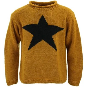 Grobstrickpullover Wolle Stern Pullover 100% Pulli warm Erwachsene Nepal locker rein - Bild 1 von 5