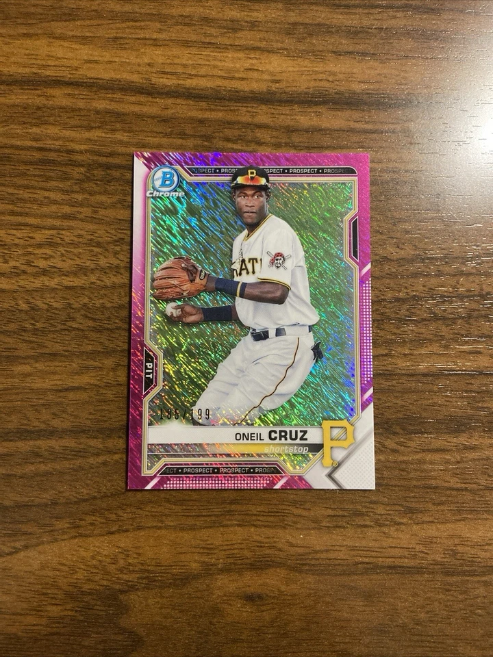 2021 Bowman Chrome Prospects Oneil Cruz Pink Refractor /199  BCP-24 Pirates - Image 1 of 2