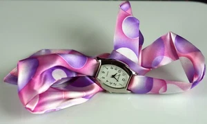 Watch - Women's GENEVA SILVER PINK SCARF 31mm Watch Bracelet 88842 Purple - Picture 1 of 6