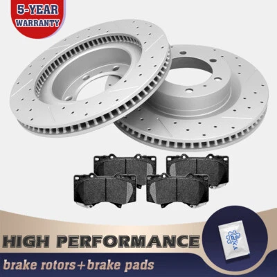 Rotores de disco delanteros + pastillas de freno de cerámica para Toyota 4Runner Lexus GX460 2010-2019 Foto 1 de 4