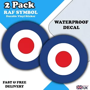 2 PACK - RAF Roundel Stickers - Car Van Lorry Bike Vinyl Decal - Royal Air Force - Picture 1 of 4