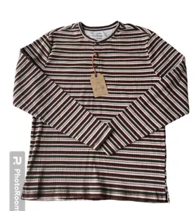 Weatherproof Vintage Striped Ribbed Henley Pullover Men's Large Cotton Blend NWT - Picture 1 of 3