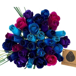 Deluxe Dark Waters Themed Flower Bouquet. The Original Wooden Rose 2, 3 Dozen - Picture 1 of 14