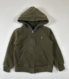 Polo Ralph Lauren Sweater Full Zip Fleece Hoodie Dark Olive Kids Size 4/4T - Picture 1 of 8