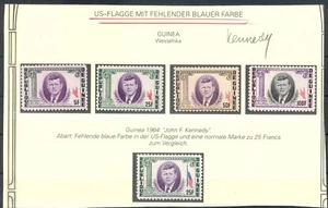 GUINEE -GUINEA 1964 VARIANTE BLAUDRUCK FLAGGE FEHLT -J.F.KENNEDY ** POSTFRISCH SEHR SCHÖN - Bild 1 von 1