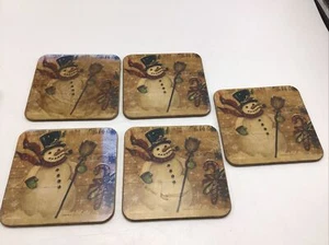 Posavasos Pimpinela Muñeco de Nieve Kimberly Poloson Juego de 5 De Colección Navidad - Imagen 1 de 9