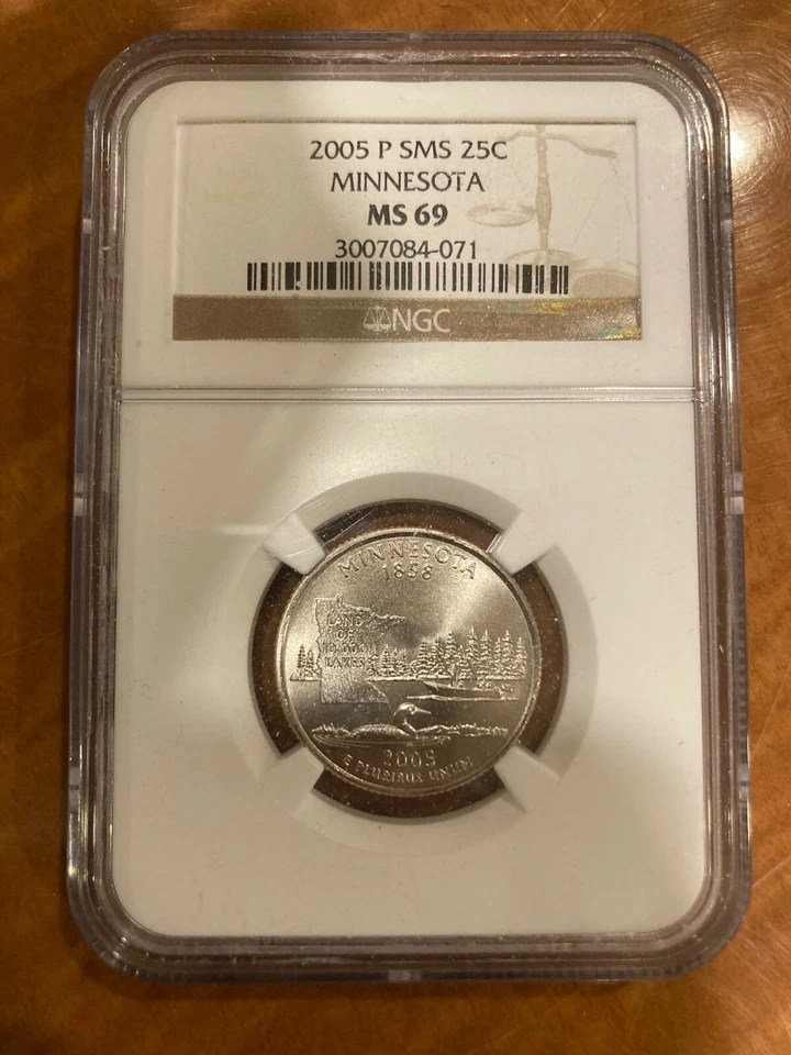 2005 P SMS 25C Minnesota State Quarter MS69 BU UNC Satin Near Perfect - Image 1 of 3