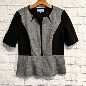 Classiques Entier Short Sleeve Peplum Top Gray Black Size Medium Career Office - Picture 1 of 9