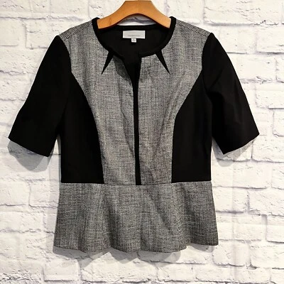 Top Classiques Entier Manga Corta Peplum Gris Negro Talla Mediana Carrera Oficina Foto 1 de 4