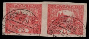 Czechoslovakia 1918 Hradcany Michel No 7a joined types scarce - Picture 1 of 4