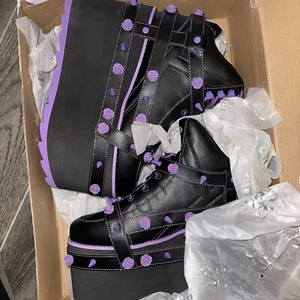 PURPLE QOZMO BONDAGE ROSE PLATFORM SNEAKERS Size 10/8/40 - Picture 1 of 5