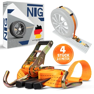 Spanngurte Autotransport Zurrgurte Gurt 4 Stück Set 35mm Reifengurt Anhänger PKW - Bild 1 von 4
