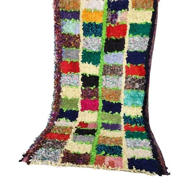 Vintage Moroccan Handmade Rug Patchwork Berber Design Vibrant Colors Carpet 6x3 - Image 1 of 4