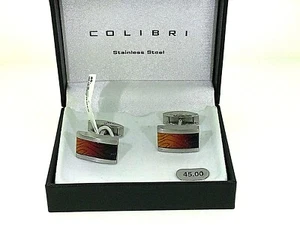 COLIBRI STAINLESS STEEL INFERNO COLLECTION CUFFLINKS NEW WITH ORIGINAL BOX - Picture 1 of 3