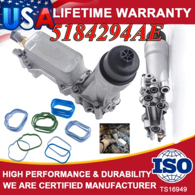 Adaptador de carcasa de filtro de refrigeración de aceite de motor para Jeep Cherokee Grand Caravan 3.6 11-16 Foto 1 de 4