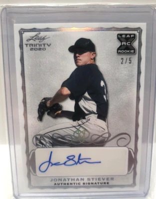 Jonathan Stiever RC 2020 Leaf Trinity Auto Teal #d/5 SSP Chicago White Sox - Image 1 of 2