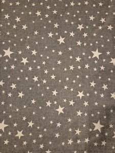 Grey & Cream Star Cotton Poplin Fabric Christmas Craft Patchwork 50cm X 100cm - Picture 1 of 1