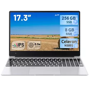 17.3'' IPS Laptop Intel N5095 RAM-8GB SSD-256GB Windows 10 HD+ Notebook PC - Picture 1 of 6