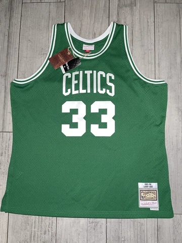 Larry Bird #33 Boston Celtics Mitchell & Ness Green Jersey Sz 2XL New (Defect)đź‘€ Cover