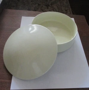 PLATO CUBIERTO JAPÓN VINTAGE + TAPA AMARILLO CREMA 6" REDONDO TOCADOR BARATIJA SOPLO BOWL - Imagen 1 de 4