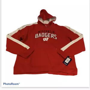 Fanatics Wisconsin Badgers Mens Fleece Hoodie Hooded Sweater XL NCAA Red White - Picture 1 of 10
