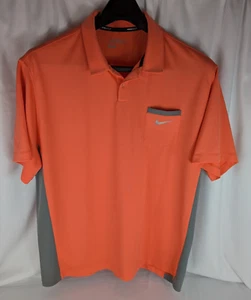 Nike Golf Polo Shirt Size 2XL Orange Gray Tour Performance Dri-Fit Short Sleeve - Picture 1 of 14