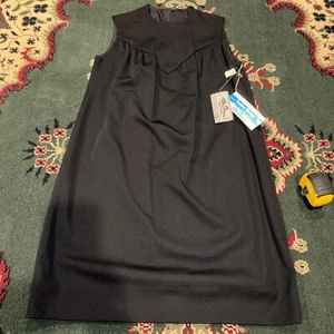 New Sears W/ Tags Peter Stevens London Bridge Vintage 60s BLACK DRESS Sz 14 - Picture 1 of 24