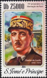 WWII 1944 Liberation of Paris / CHARLES DE GAULLE / Arc de Triomphe Stamp (2014) - Picture 1 of 1