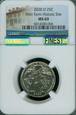 2020 D WEIR FARM PARKS QUARTER NGC MS69 MAC FINEST AND SPOTLESS RAREST IN SET * - Image 1 of 2