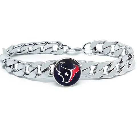 Houston Texans Silver Mens Curb Link Chain Bracelet Football Gift D4-1 Cover