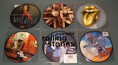 ROLLING STONES 6x 7" PICTURE DISC Lot ANYBODY GO WILD CONTROL SAINT VISIONS COME - Image 1 of 2