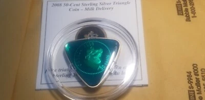 Canada 2008 First Coloured Triangle Silver 50 Cent Coin Milk Delivery No Box. - Image 1 of 4