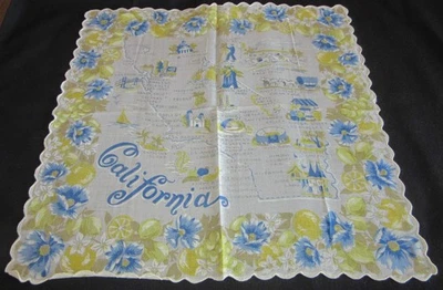 De colección Hankie California State Souvenir Yosemite Sequoia Disneyland festoneado Foto 1 de 4