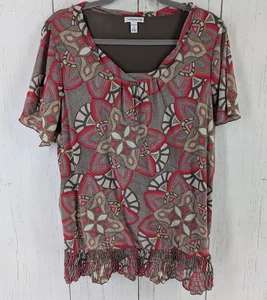 Croft Barrow Größe 1X Mehrfarbig Mandala Muster Kurzarm Bluse - Bild 1 von 8