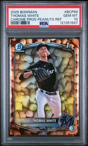 Confezione snack rifrattore arachidi Bowman Chrome Thomas White Prospects 2025 - PSA 10 - Foto 1 di 2