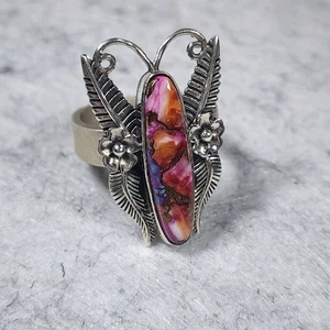 Handcrafted Sterling Silver Spiny Oyster Composite Ring Southwest Style Size 9.5 - Picture 1 of 7
