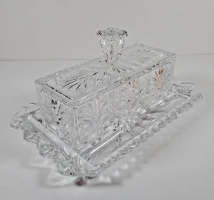 Plato ancho mantequilla cubierta de colección cristal corte transparente diamante brote de sol brote de rosa perilla - Imagen 1 de 11