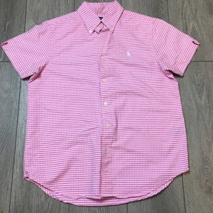 Ralph Lauren White and Pink Womens Pattern Poplin Short Sleeve shirt Size 10 - Picture 1 of 9