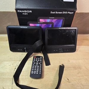 Reproductor de DVD para automóvil Fangor F-611 negro de doble pantalla con control remoto sin adaptador de CA - Imagen 1 de 5