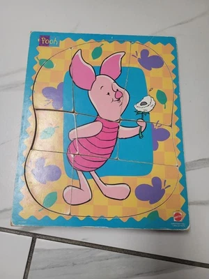 Winnie The Pooh Piglet Vintage Wooden Puzzle Mattel - Image 1 of 2