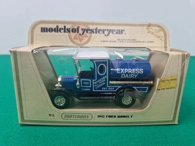 1:35 Matchbox Modelos de Antaño Y-3 Azul 1912 Ford Modelo T Tanker en Caja #2 Foto 1 de 4